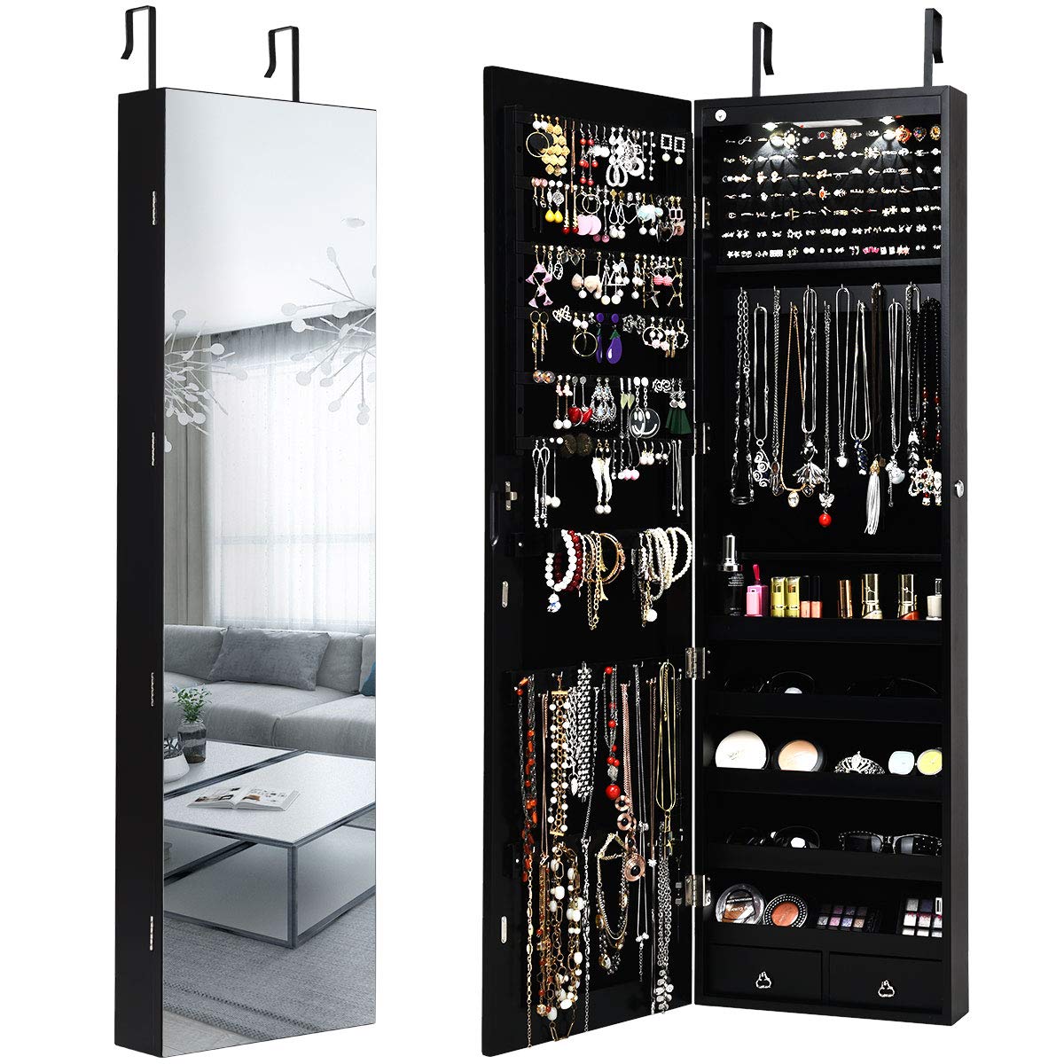 Full Length Mirror Jewelry Armoire - Настенный или дверной шкаф для хранения