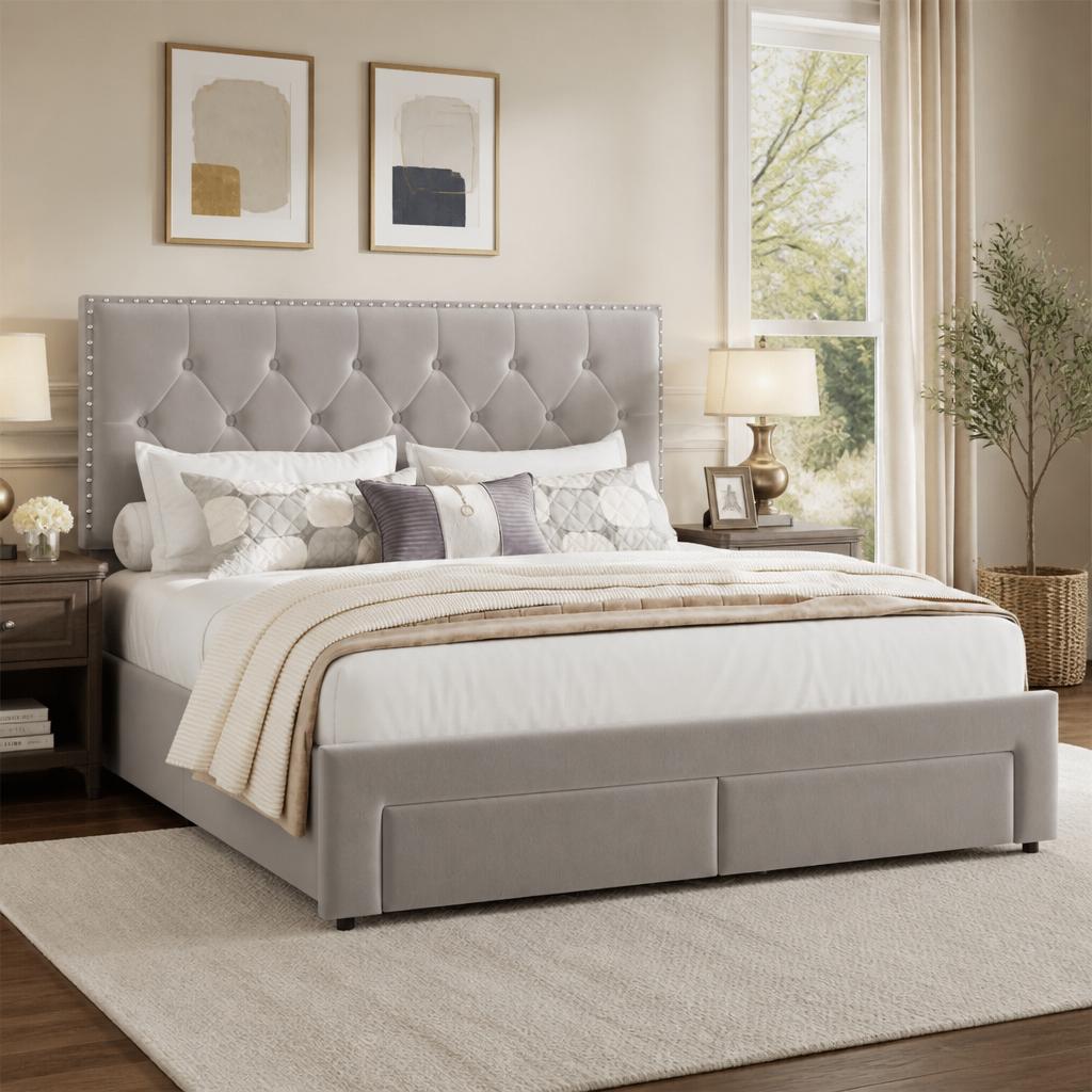 King Size Bed Frame With Storage Drawers - Каркас кровати размера «king size» с
