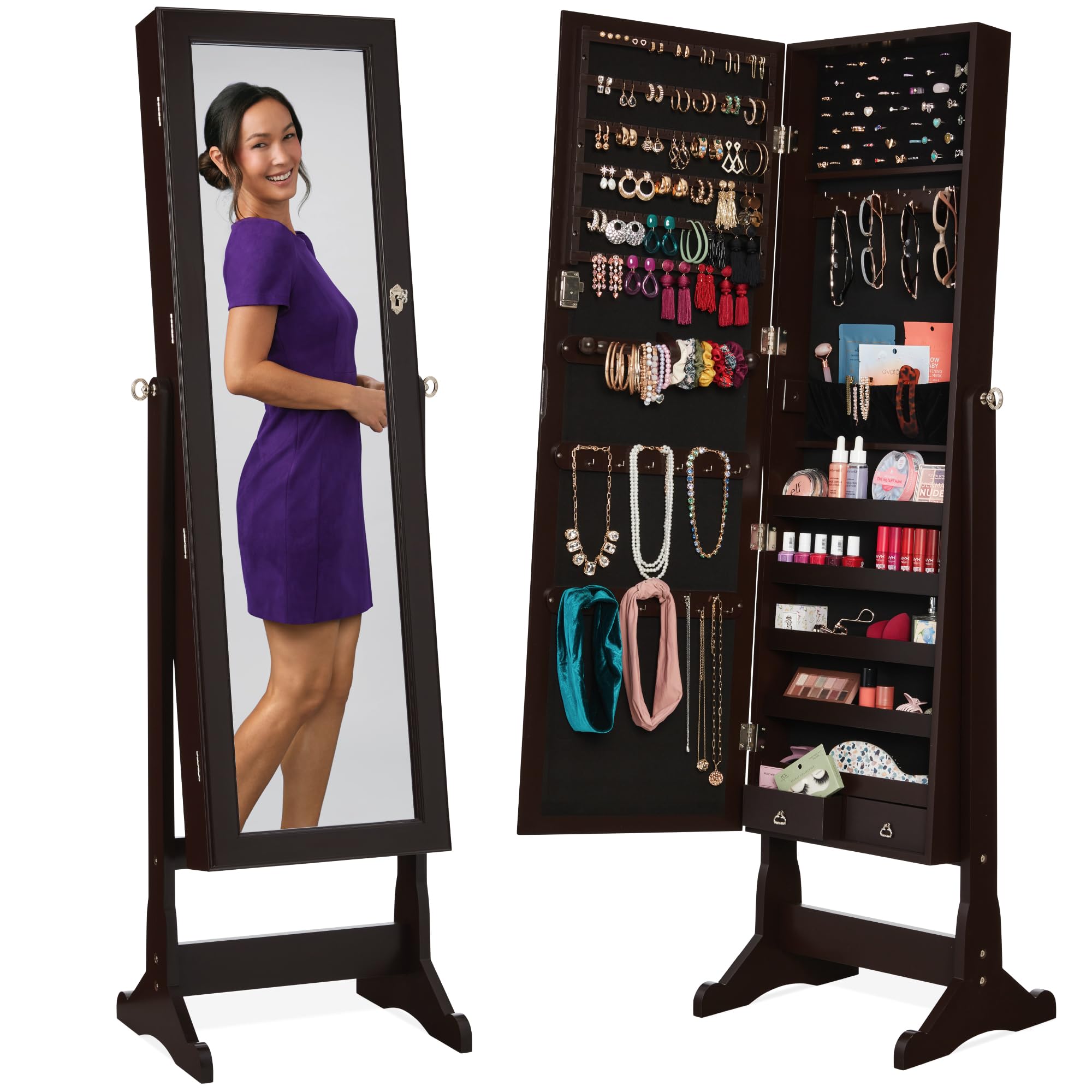 Full Length Mirror Jewelry Armoire - Отдельно стоящий шкаф для хранения ювелирных
