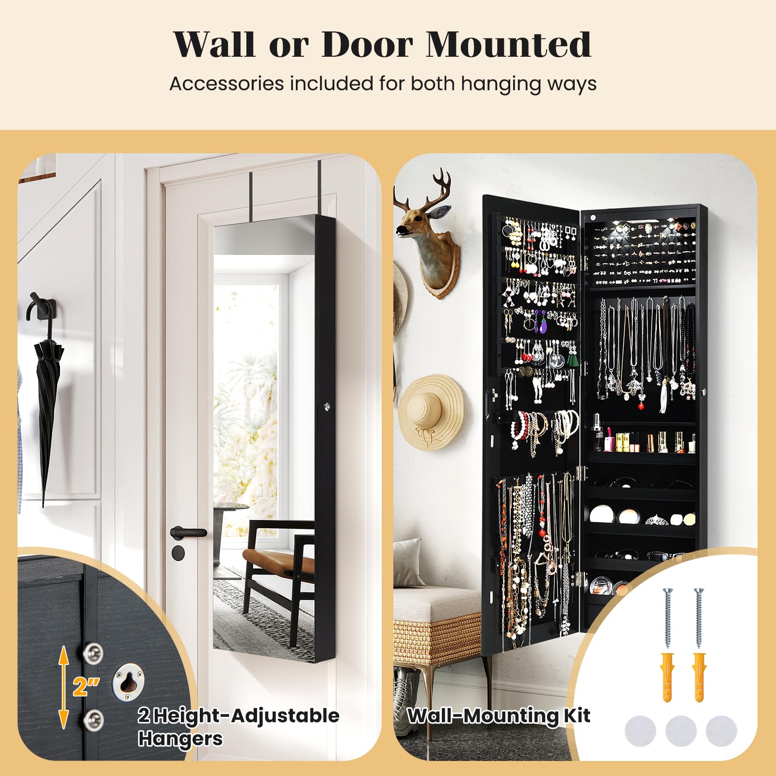 Настенный или дверной шкаф для – обзор и цена Full Length Mirror Jewelry Armoire