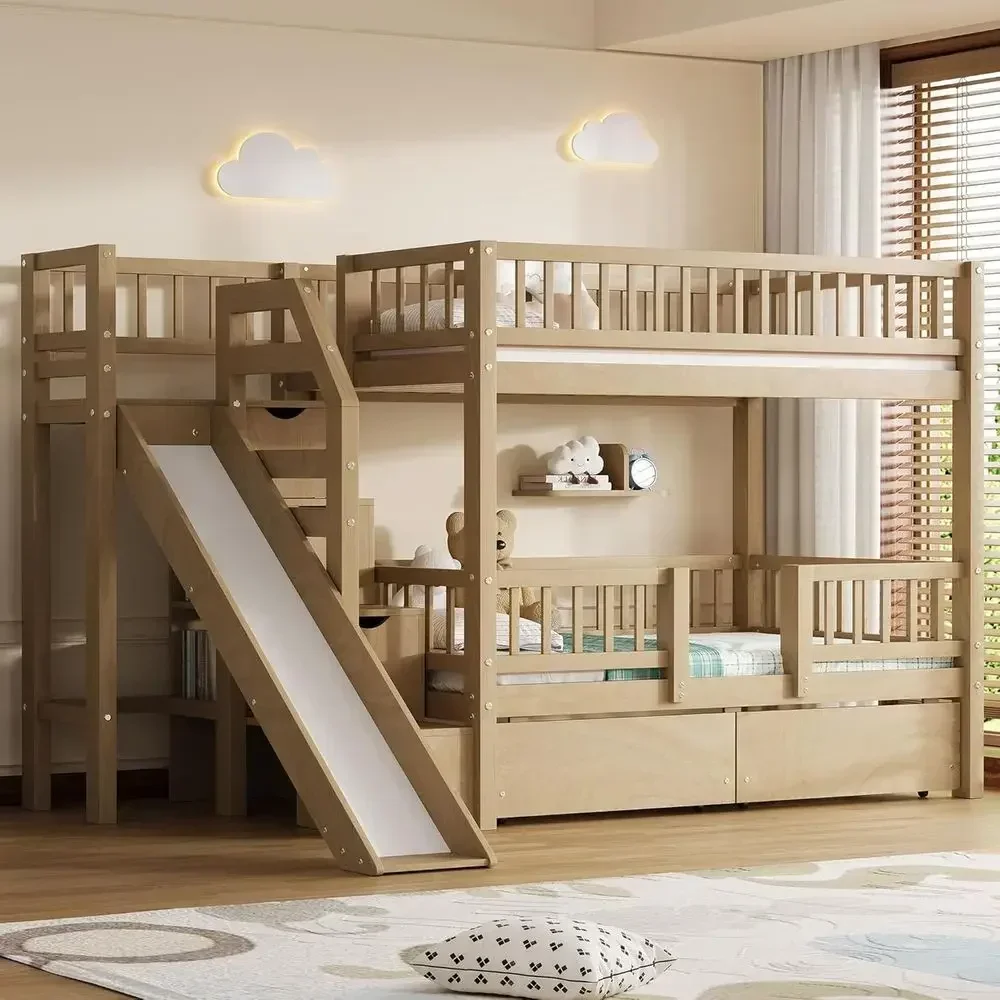 Двухъярусная деревянная кроват – обзор и цена Bunk Bed With Stairs And Slide