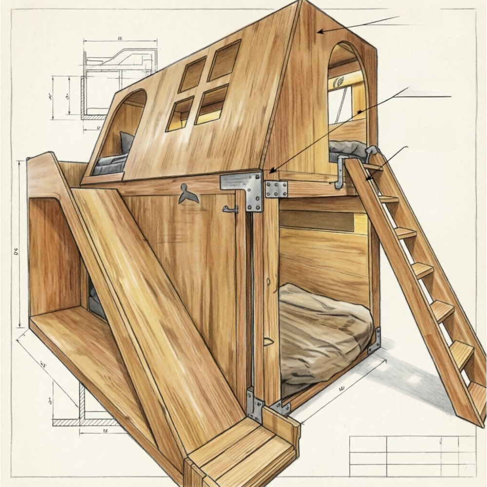 Американская двухъярусная кров – обзор и цена Bunk Bed With Stairs And Slide