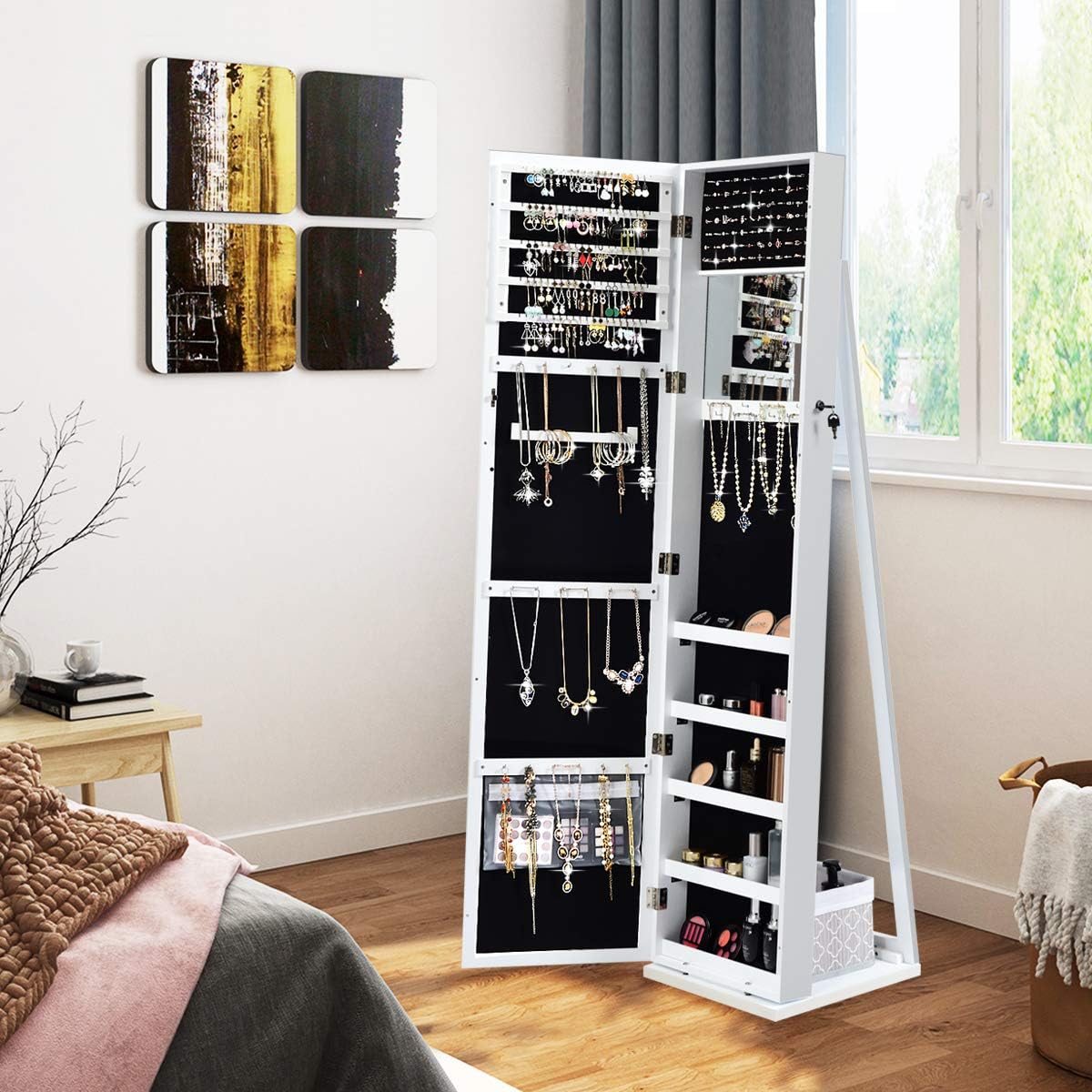 Напольный шкаф для украшений с – обзор и цена Full Length Mirror Jewelry Armoire