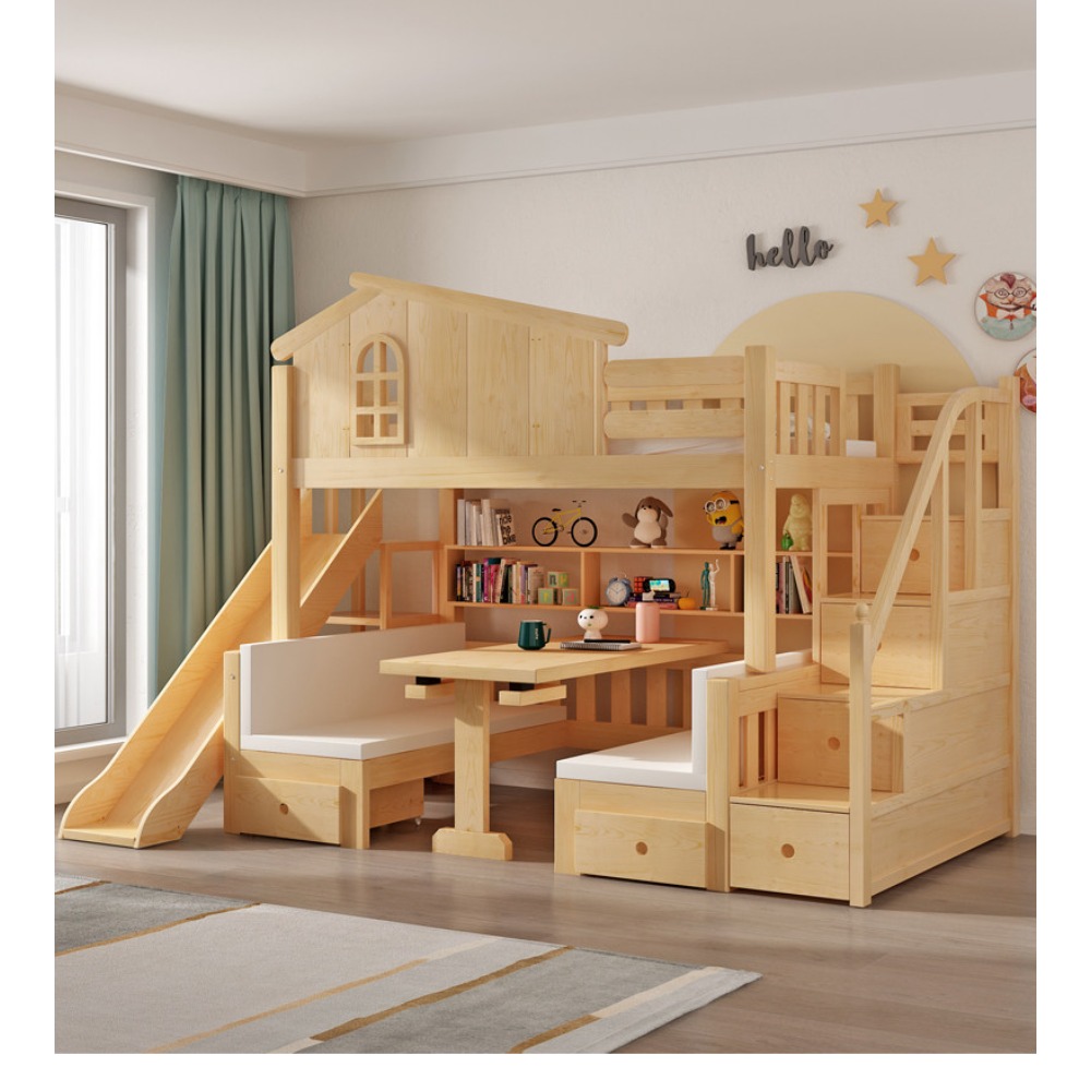 Двухъярусная кровать с рабочим – обзор и цена Bunk Bed With Stairs And Slide